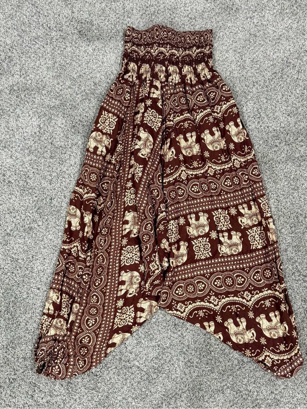 Earthbound Trading Brown Elastic Waist Harem Pants Boho Hippie Flowy Women’s M